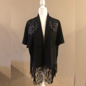 Ark & Co Fringed Studded Suede Kimono Jacket NWT